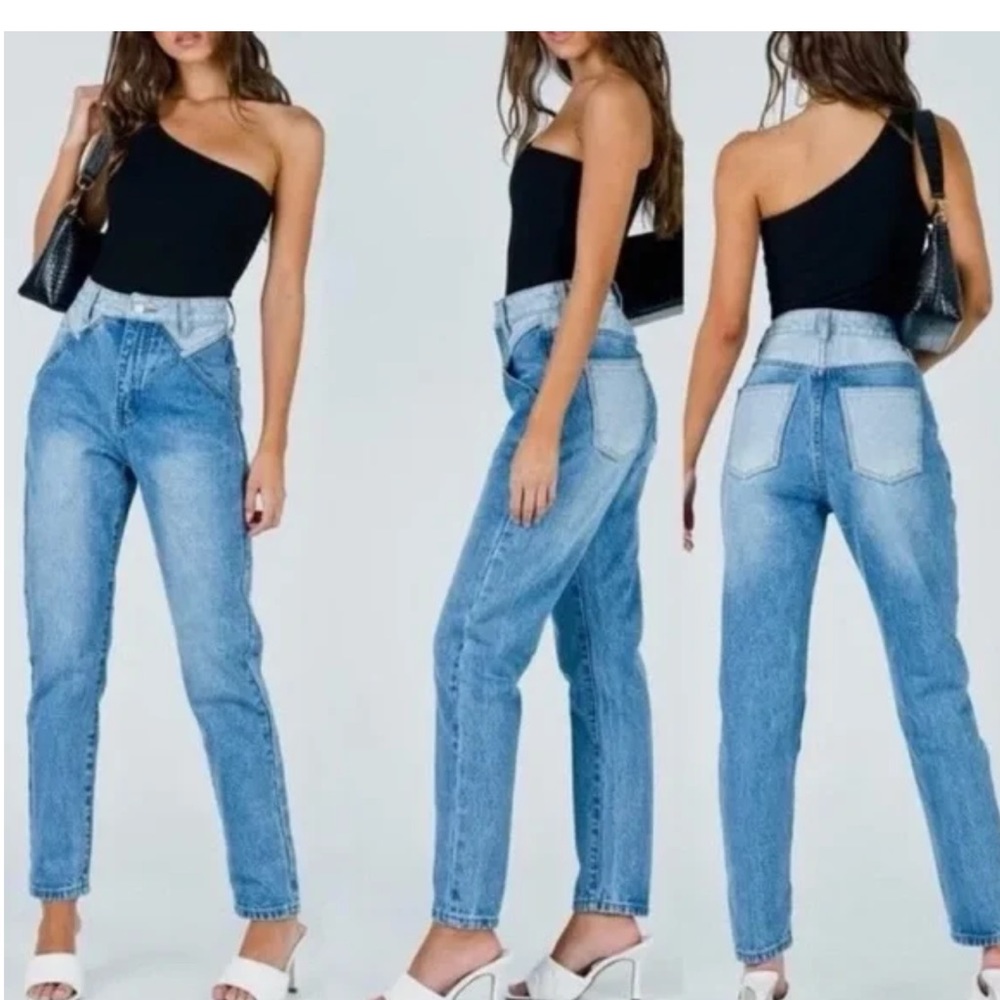 👸🏼Princess Polly Springfield Two-Tone ColorBlock High-Waisted Jeans size 4
